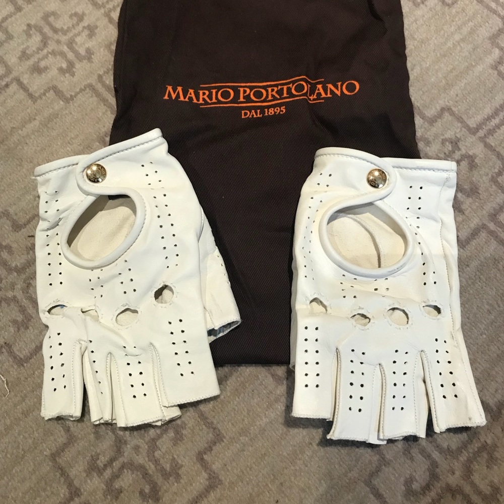 Italian genuine white leather gloves